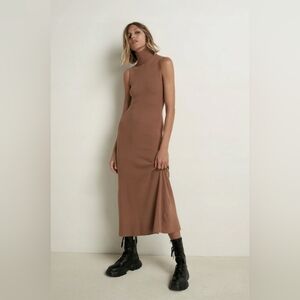 ZARA Sleeveless Knit Maxi Dress – Dusty Rose Mauve Brown – Size L – NWT
